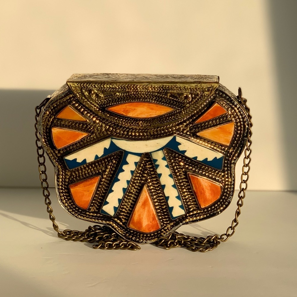 Casablanca Scalloped Metal Bag- Bronze